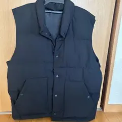 黒 ダウンベスト スタンドカラー