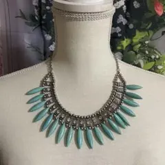 ターコイズのボヘミアンネックレス