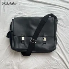PRADA leather messenger bag black