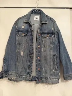 ZARA デニム ジャケット ダメージ加工 Gジャン ジージャン オーバーサイズ