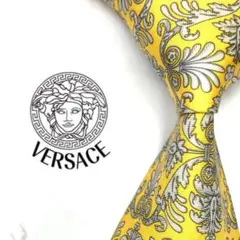 ◆美品◆GIANNI VERSACE ネクタイ 黄色 バロック柄 クラシック