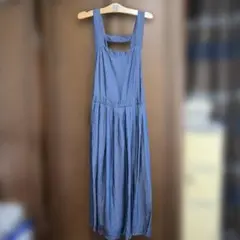 ダークブルー デニム風オーバーオール