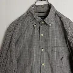ノーティカ 長袖シャツ BDシャツ チェック柄 バイカラー メンズМ