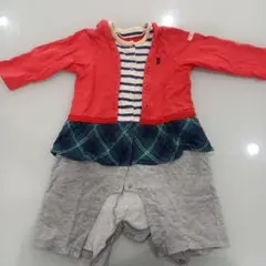 ミキハウス　ロンパース　カバーオール 赤 青 グレー