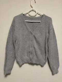 BABYLONE バビロンアンゴラ Vネック カーディガン シャギーニット