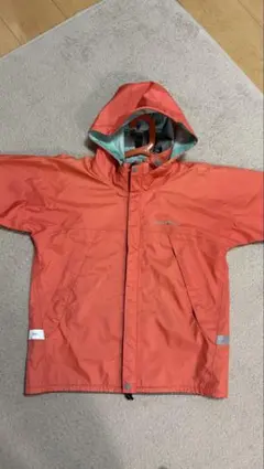 モンベル　オレンジ フード付きジャケット 反射ストライプ付き