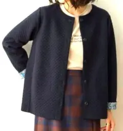 デコイ DECOY リバティプリントキルトカーディガン （ネイビー）M新品未使用