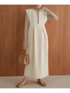 新品タグ付きMタックハイウエストIラインジャンスカ Bab定価5940