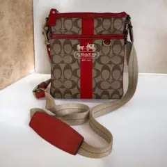 COACH ショルダーバッグ ベージュ/レッド