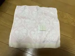 未使用 花柄タオル地ハンカチ ピンク