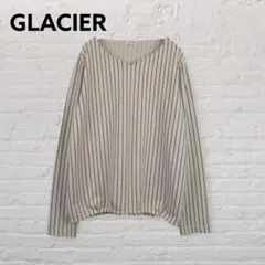 GLACIER ストライプVネック長袖カットソー M