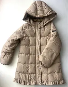 petit main ダウンコート ベージュ　130 女の子　フード付き　フリル