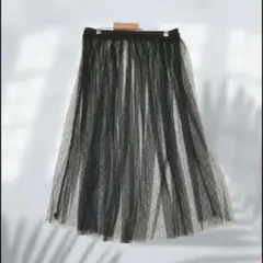 ミモレ丈チュールスカート シアースカート レース ウエストゴム 7979