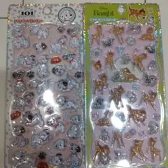 プチドロップステッカー　101匹わんちゃん＆バンビ 2シールセット