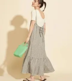 ☆訳ありBEAUTY&YOUTH キャミマキシワンピース M モスグリーン系