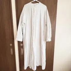 無印良品 麻100% ストライプ長袖シャツ Lのサムネイル