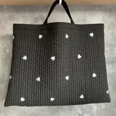レッスンバック ブラック ハート ヌビ イブル 韓国 絵本バック ハンドメイド