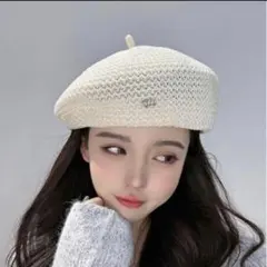 ベレー帽 ハンチング 麦わら ホワイト 通気性 調整可 夏 帽子 おしゃれ 白