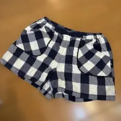 クミキョク　ネイビーとホワイトのチェック柄　ハーフパンツ　１３０〜１４０　美品