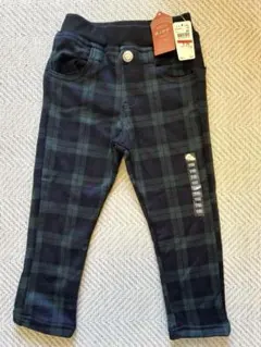 裏起毛　チェック柄ロングパンツ　110