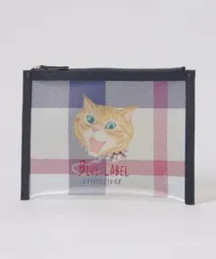 ブルーレーベル　クリアPVCキャットプリントポーチ