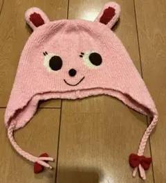 ミキハウス ウサギニット帽　ピンク