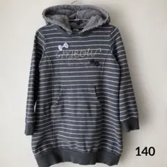 mezzo piano ネコ耳フードつきワンピース Sサイズ(140) グレー