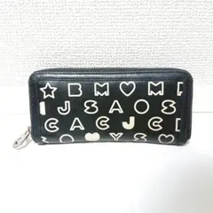 マークバイマークジェイコブス 長財布 ラウンドファスナー 総柄 ロゴ 黒