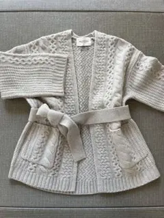 ほぼ新品☆スピックアンドスパン　ケーブルガウンニットカーディガン　ライトグレー