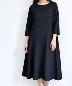unrobe アンローブ フォーマル Aラインワンピース 刺繍 黒 パール