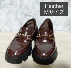 Heather　厚底 ビット付き エナメル ローファー　ブラウン　Mサイズのサムネイル