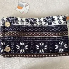 ネックウォーマー ノルディック柄 ボタン付き フリース 防寒 冬 あったか