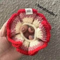 赤ピンク·͜·シュシュ‪ ハンドメイド‪ 編み物‪ 手編み 毛糸184