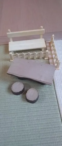 初期 シルバニアファミリー 丸太テーブル イスセット