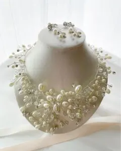 【新品・未使用★即日発送】ブライダルネックレス・イヤリングセット