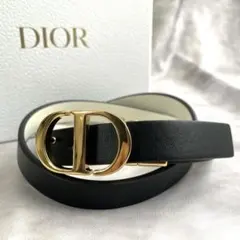 未使用級　箱付　Dior CDロゴ　リバーシブル　レザーベルト ゴールド　黒白