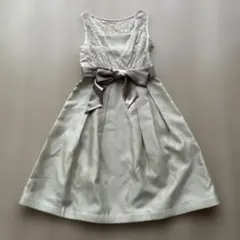 Bo Dre ベージュレース切替ドレス　サテンリボン