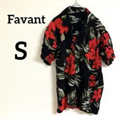 美品✨ Favant 【S】 フラワープリントシャツ アロハシャツ ブラック