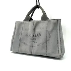 美品✨PRADA カナパ ハンドバッグ 2wayストライプ デニム 三角ロゴ