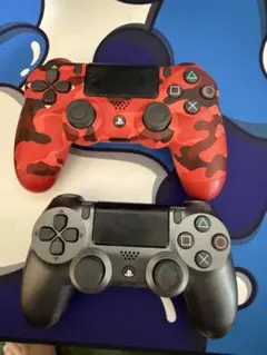 PS4 ワイヤレスコントローラー レッド迷彩とブラック2台