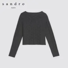 サンドロ Sandro Parisビーズ装飾ダークグレー長袖ニット　セーターのサムネイル