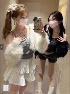 フェザーニットクロップド丈カーディガン［tt014］