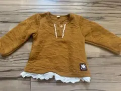 マスタード色レース付き長袖トレーナー