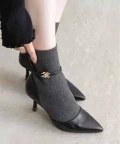 RANDA ゴールドパーツニットドッキングブーツ