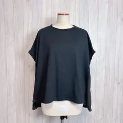 【wordtrobe】フレンチスリーブトップス カットソー 黒 ゆったりサイズのサムネイル