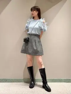 SNIDEL プリーツフリルカットプルオーバー LBLU