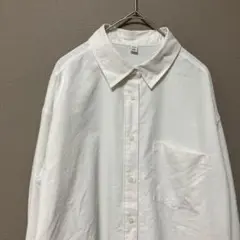GU オーバーサイズ長袖ブラウス(S)シンプル ホワイト無地　ポリエステル
