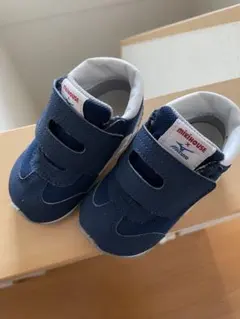 【美品】ミズノ×ミキハウスコラボスニーカー(青・13cm)