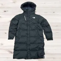 ノースフェイス ロングダウン ドライベント 縦ロゴプリント 黒 160 XS