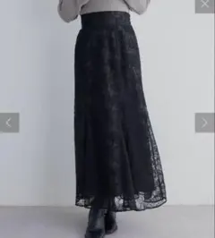 natural couture ナチュラルクチュール【F】チュール刺繍レース　黒